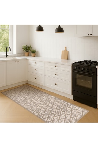 Alfombra vinílica Tahala - Beige y blanco