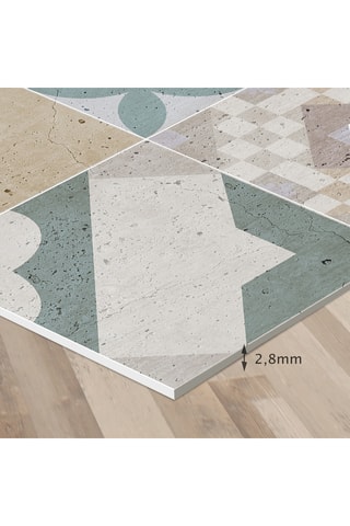 Alfombra vinílica Home tiles vintage - Blanco y gris