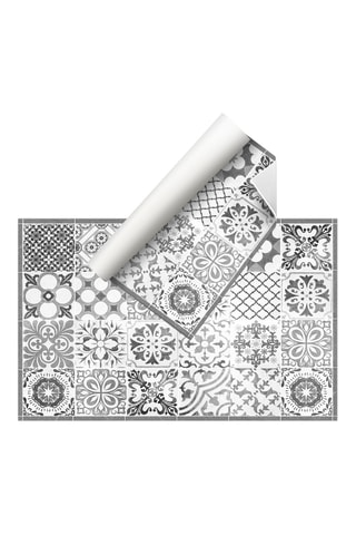 Alfombra vinílica Beautiful Tiles - Gris y blanco