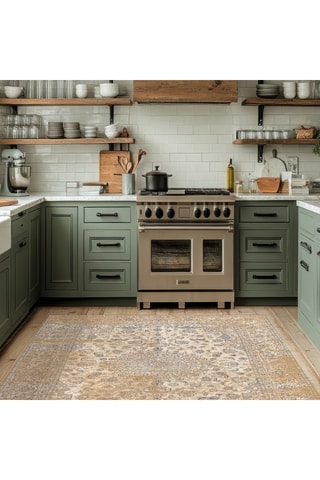 Alfombra vinílica Oriental Safir - Marrón y azul