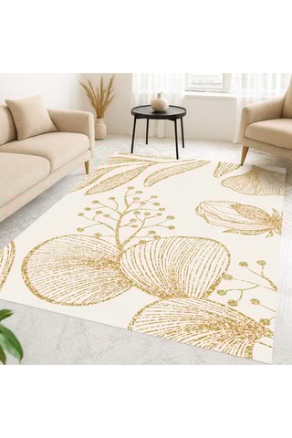 Alfombra vinílica Annabella - Blanco y dorado