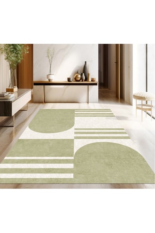Alfombra vinílica Groovy - Blanco y verde