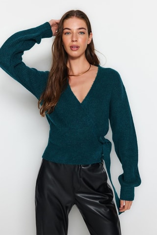 Cárdigan cruzado - Azul petróleo