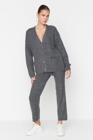 Cárdigan y pantalón recto - Antracita