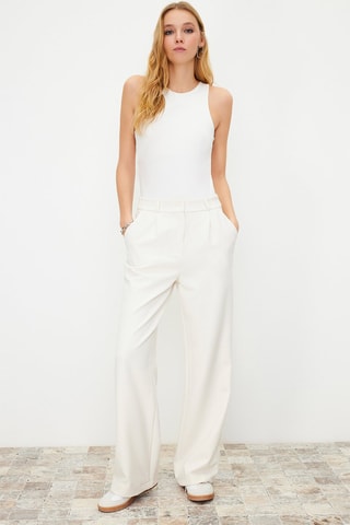 Pantalón wide leg de tiro alto - Crudo