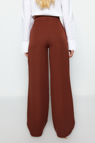 Pantalón wide leg de tiro alto - Marrón