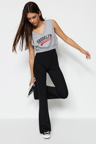 Pantalón flare de tiro alto - Negro