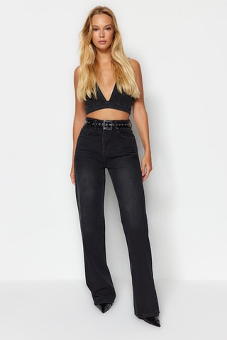 Vaquero wide leg de tiro alto - Negro