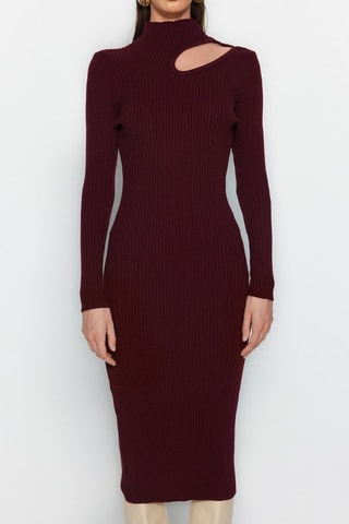 Vestido midi slim fit - Burdeos