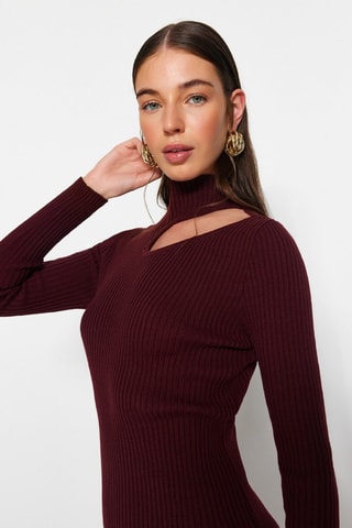 Vestido midi slim fit - Burdeos