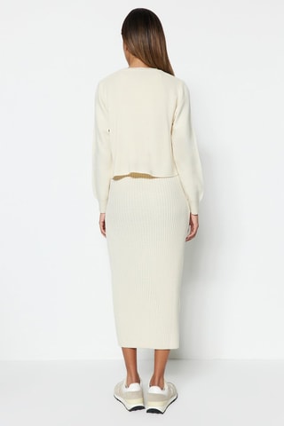 Vestido de tubo y cárdigan - Crudo