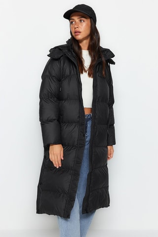 Anorak largo con capucha - Negro