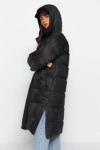 Anorak largo con capucha - Negro