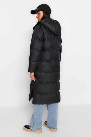 Anorak largo con capucha - Negro