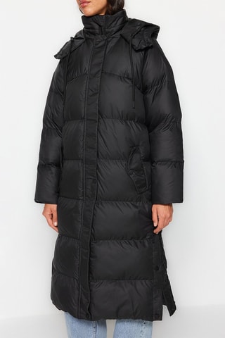 Anorak largo con capucha - Negro