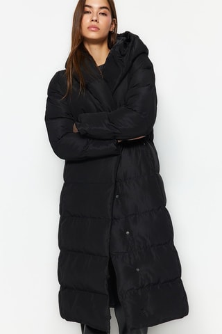 Anorak largo con capucha - Negro
