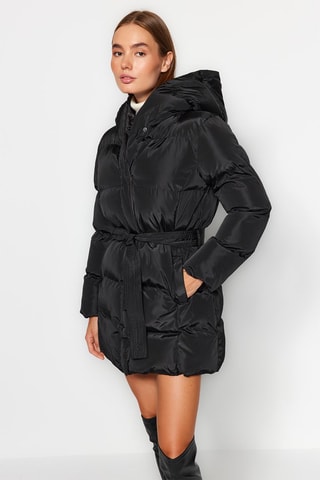 Anorak largo con capucha - Negro