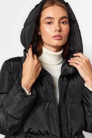 Anorak largo con capucha - Negro