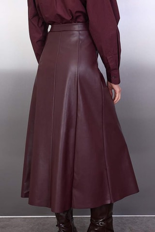 Falda larga de talle alto - Burdeos