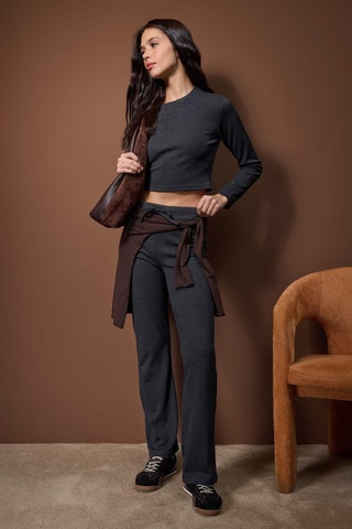 Crop top y pantalón - Antracita jaspeado