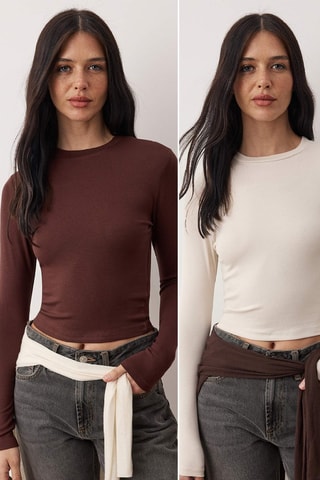 2 camisetas - Marrón y crudo