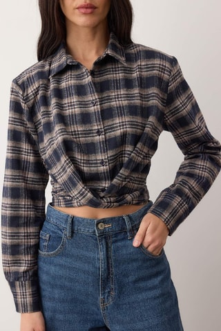 Camisa anudada - Gris oscuro y crudo