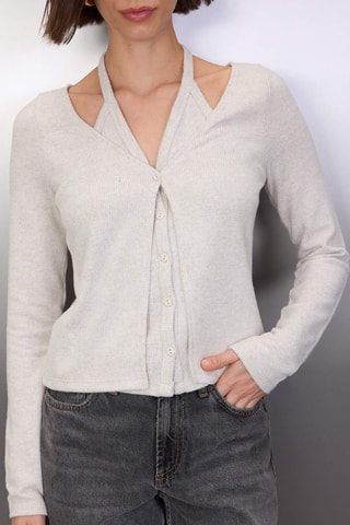 Cárdigan efecto doble prenda - Crudo