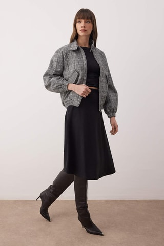 Falda evasé de talle alto - Negro