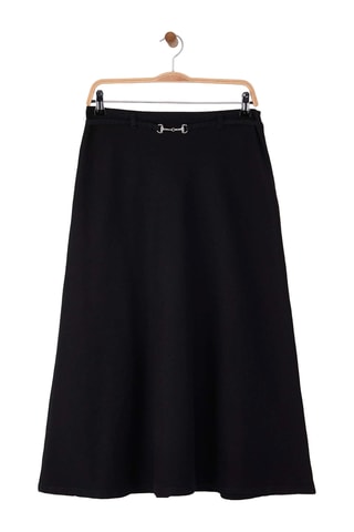 Falda evasé de talle alto - Negro