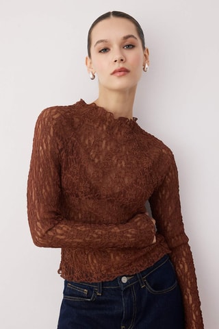 Top de encaje - Marrón