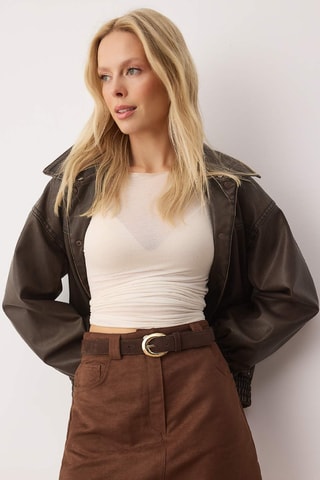 Falda pantalón vaquero - Marrón