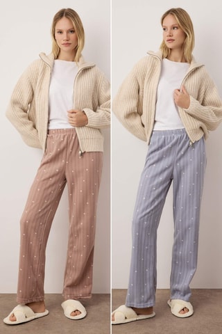 2 pantalones de pijama - Marrón y gris