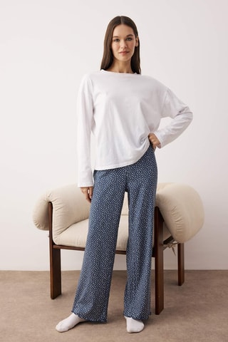 2 pantalones de pijama - Blanco y azul marino