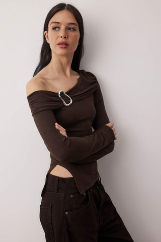 Top asimétrico - Marrón oscuro