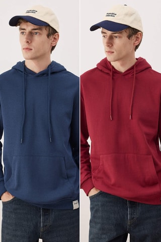 Sudadera con capucha - Burdeos y azul cobalto