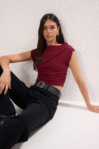 Top drapeado - Burdeos