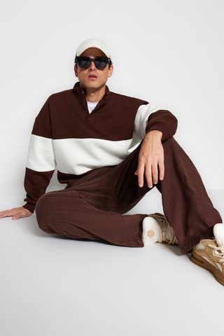 Sudadera - Marrón oscuro y blanco