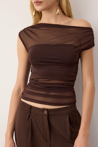 Top drapeado - Marrón oscuro