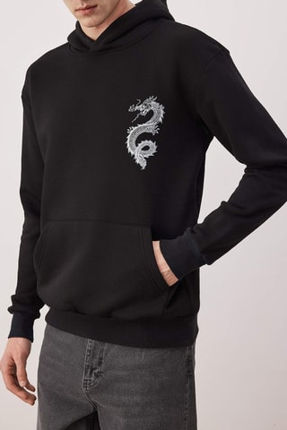 Sudadera con capucha - Negro y blanco