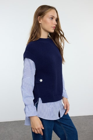 Jersey efecto doble prenda - Azul marino