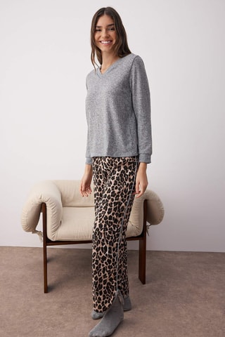 Pijama - Gris claro y marrón