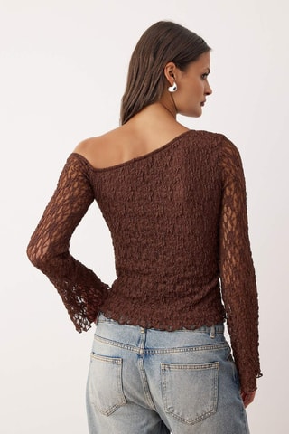 Top de encaje - Marrón