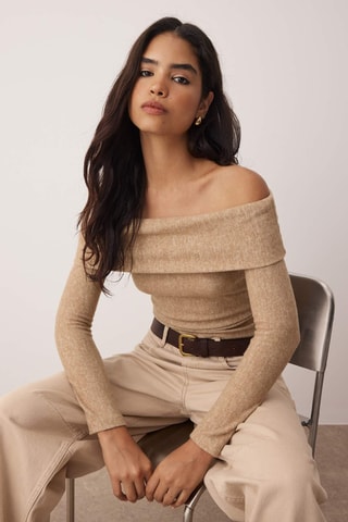 Top - Beige jaspeado