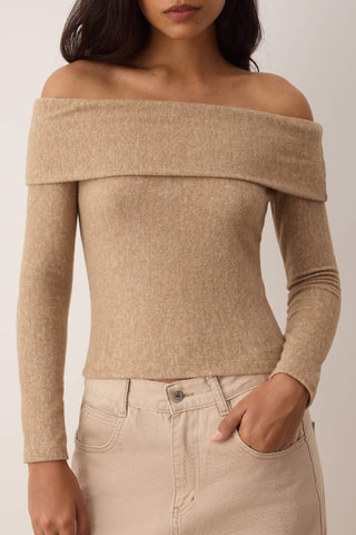 Top - Beige jaspeado