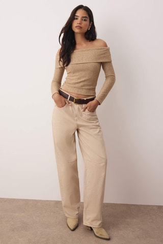 Top - Beige jaspeado