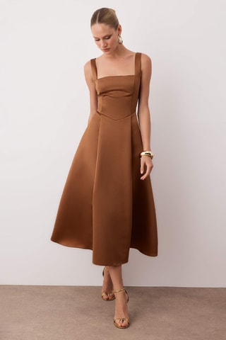 Vestido midi - Marrón