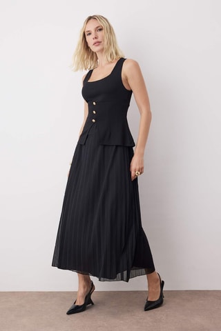 Vestido efecto doble prenda - Negro