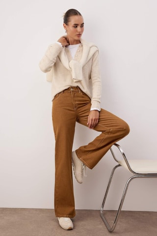 Vaquero wide leg de tiro alto - Camel