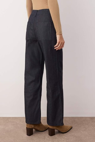 Vaquero wide leg de tiro alto - Azul oscuro