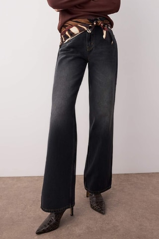 Vaquero wide leg de tiro alto - Negro